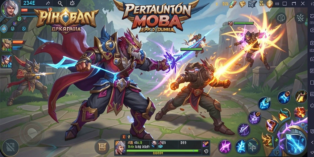 Tampilan aksi pertarungan sengit dalam gameplay 234E.