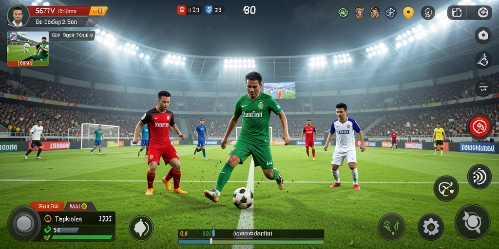 Tampilan gameplay menegangkan di lapangan sepak bola.