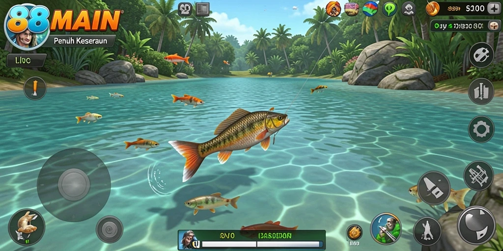 Screenshot utama dari gameplay <strong>88MAIN</strong> yang menampilkan pengalaman memancing seru.