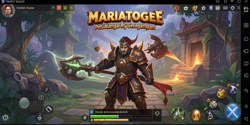 Tampilan gameplay MARIATOGEL yang menonjolkan pertarungan RPG.