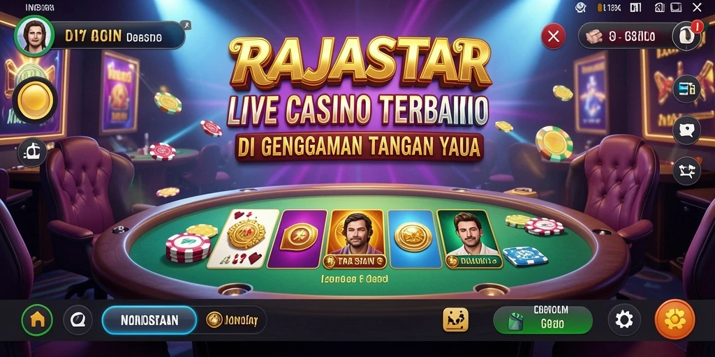 Screenshot gameplay RAJASTAR yang menunjukkan dealer profesional dan suasana kasino langsung.